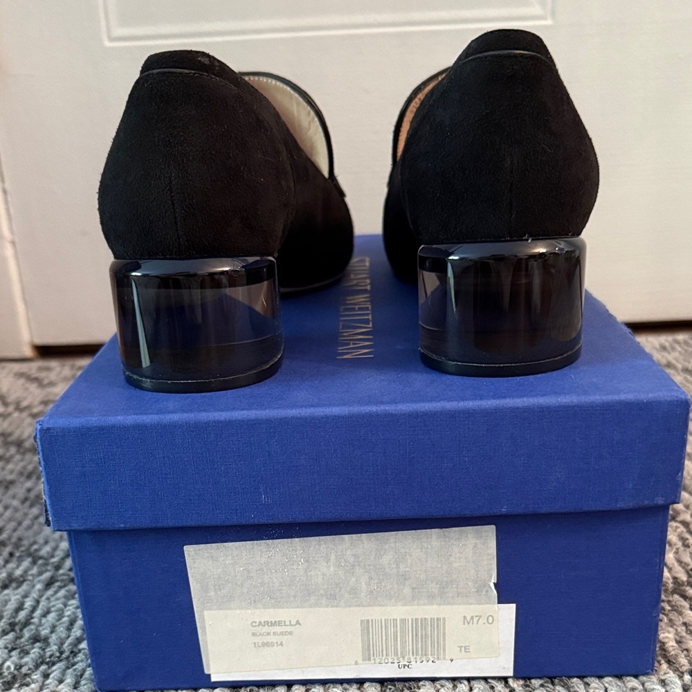 Stuart Weitzman Classic Black Suede Loafers - Picture 3 of 7